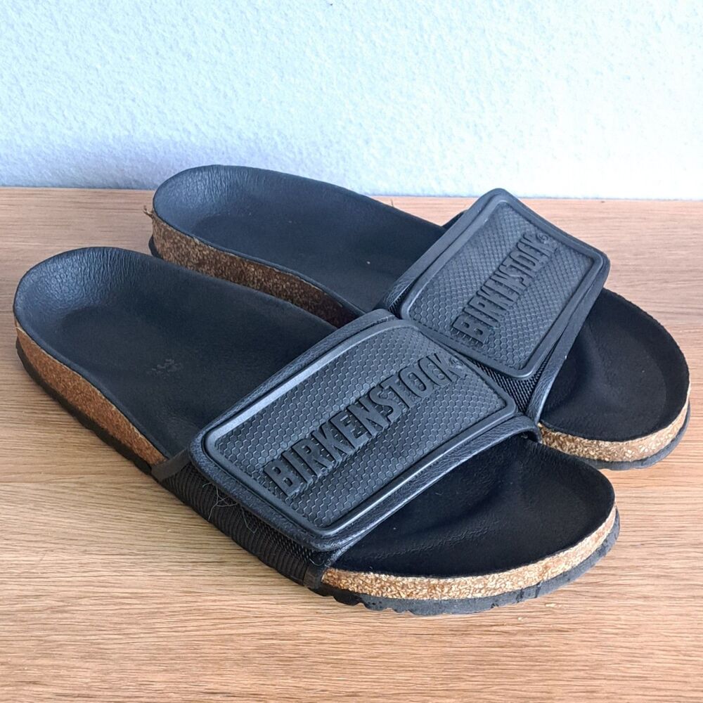 Birkenstock Tema 39 Narrow Women’s 8 Black Slip-On Sandals Cork Cushion Footbed